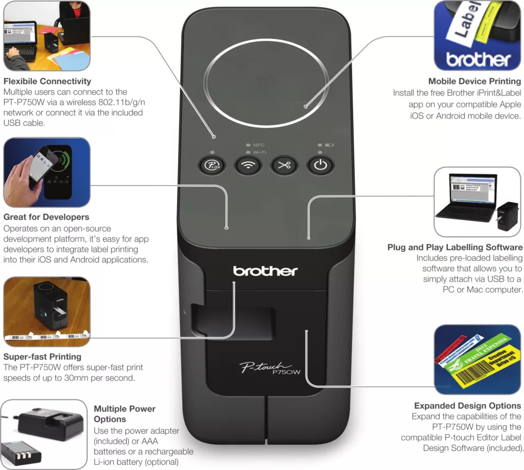 Missing Brother Label Machine Brother PT-P750W Wireless Label Printer - Argox Barcode Label Printer Sales