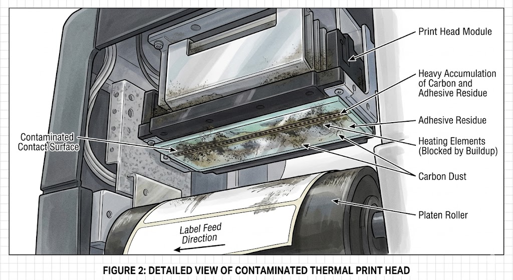 Contaminated Dirty Print Head